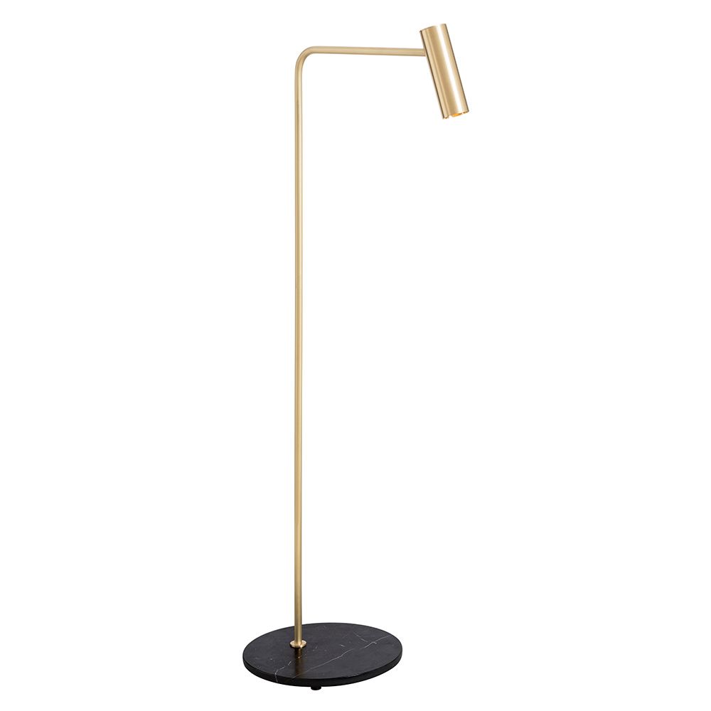 Heron Floor Lamp – Satin Brass, Black Marble Base – Rouse Home With Satin Brass Floor Lamps (View 10 of 20)