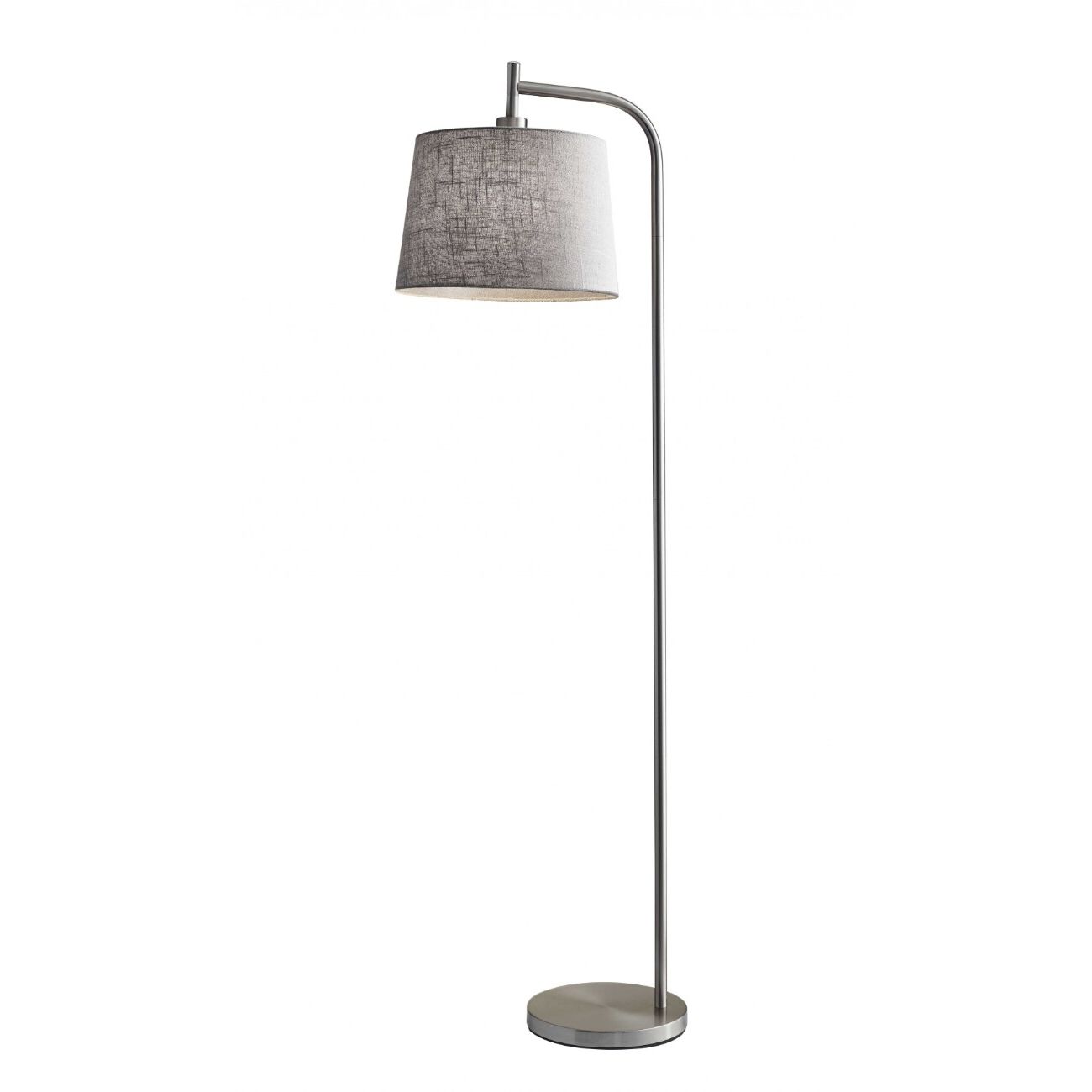 Homeroots Arc Steel Metal Floor Lamp With Soft Contemporary Textured Grey  Linen Shade In The Floor Lamps Department At Lowes For Textured Linen Floor Lamps (View 3 of 20)