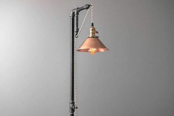 Industrial Floor Lamp Copper Shade Edison Bulb – Etsy Italia Inside Industrial Floor Lamps (View 2 of 20)
