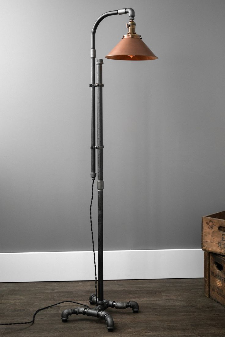 Industrial Floor Lamp Copper Shade Industrial Furniture – Etsy | Diy Floor  Lamp, Copper Floor Lamp, Steampunk Floor Lamp Regarding Industrial Floor Lamps (View 17 of 20)