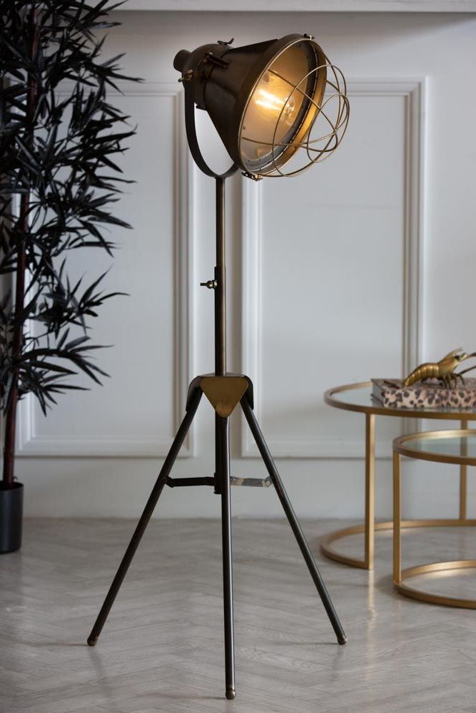 Industrial Style Battery Powered Tripod Floor Lamp | Rockett St George Pertaining To Industrial Floor Lamps (View 6 of 20)