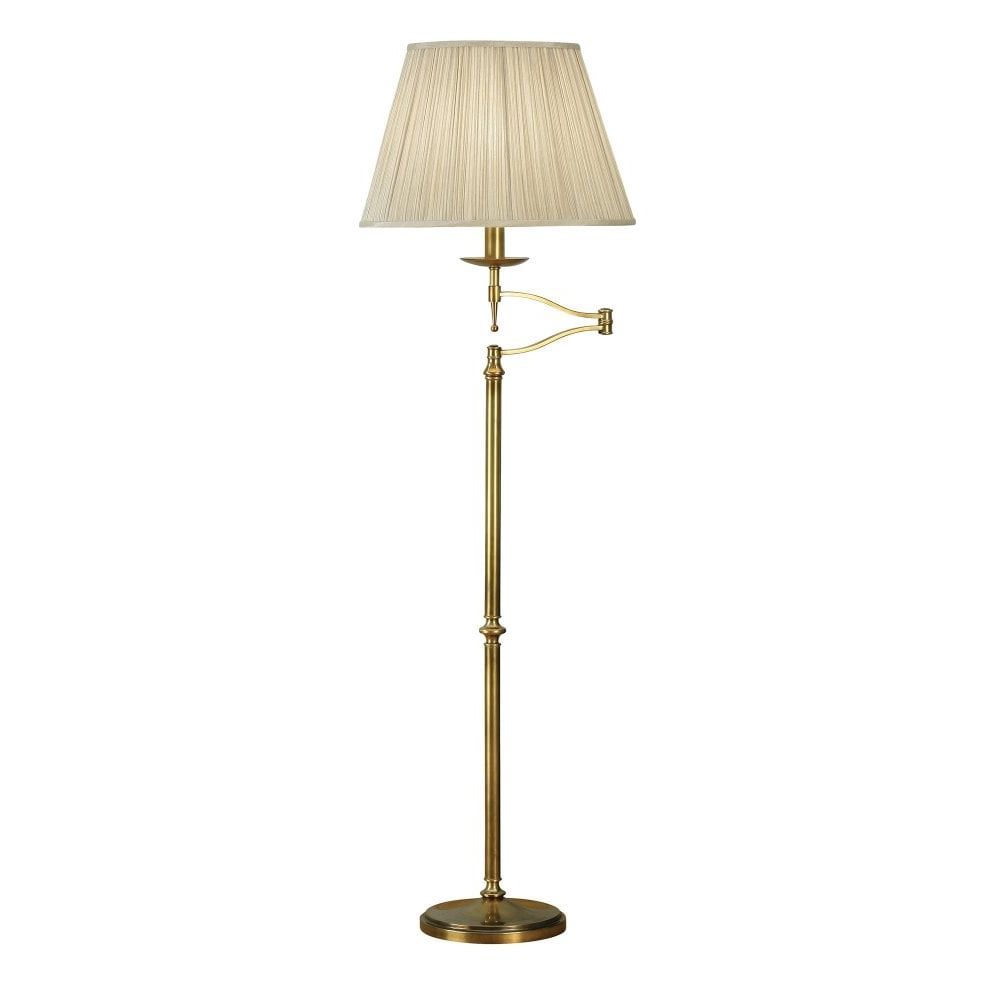 Interiors 1900 63621 Stanford Single Light Swing Arm Floor Lamp In Antique  Brass Finish With Beige Pleated Shade  Éclairage Intérieur Decastlegate  Lights Uk Intended For Adjustble Arm Floor Lamps (View 2 of 20)