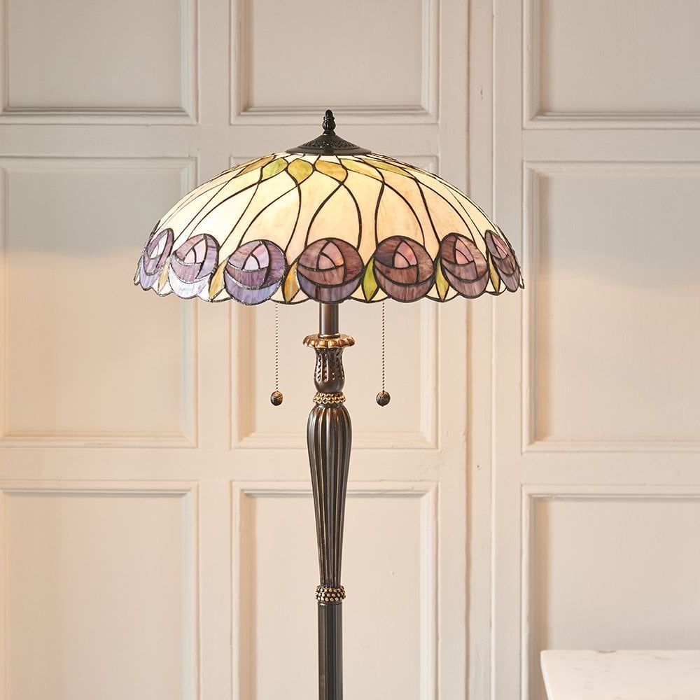 Interiors 1900 64172 Hutchinson 2 Light Floor Lamp In Bronze Finish With  Tiffany Style Glass Shade N19889 – Indoor Lighting From Castlegate Lights Uk In 2 Light Floor Lamps (View 10 of 20)