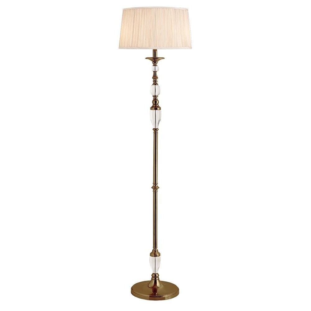 Interiors 1900 Polina Crystal Glass Floor Lamp In Antique Brass With Beige  Shade 70811 – Lighting From The Home Lighting Centre Uk In Wide Crystal Floor Lamps (View 16 of 20)