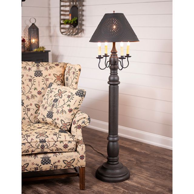 Irvins Tinware: General James Floor Lamp Americana Black With Textured  Black Tin Shade Within Textured Linen Floor Lamps (View 17 of 20)