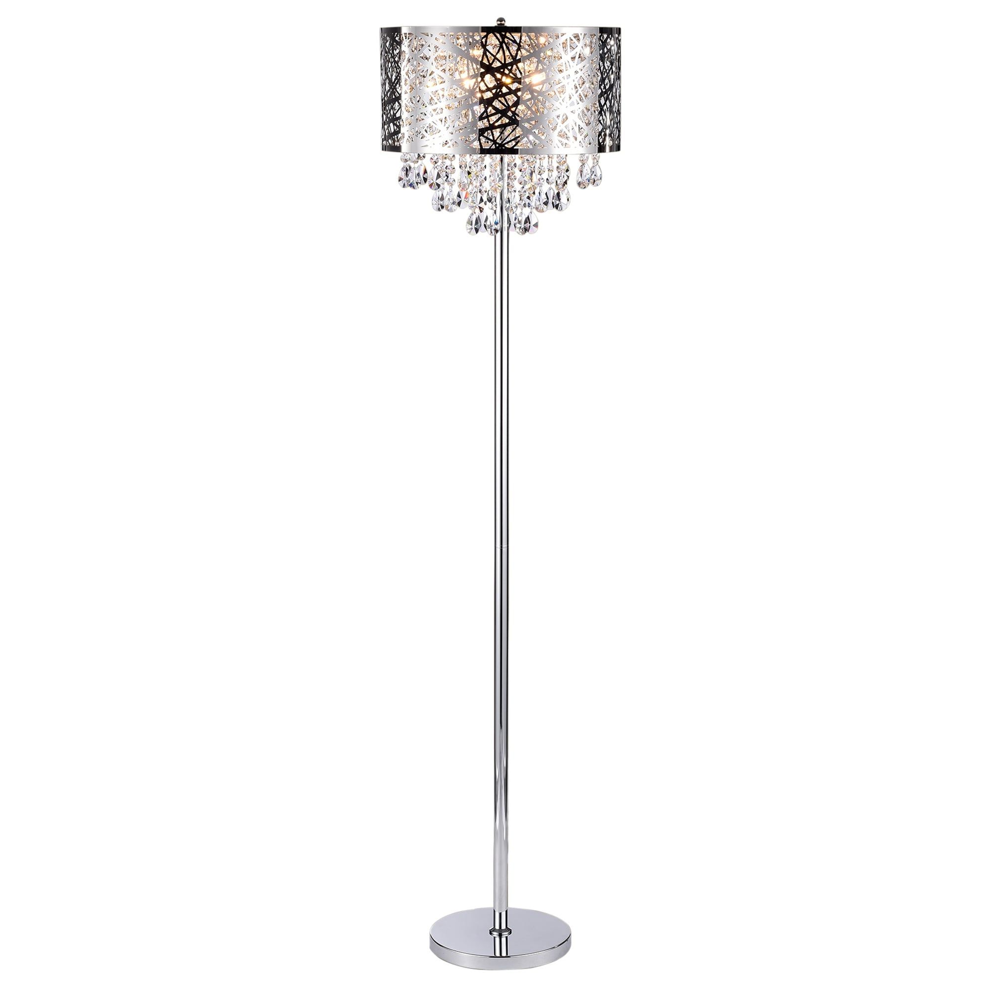 Ivica Chrome 3 Light Metal Crystal Floor Lamp – On Sale – Overstock –  28134701 Inside Chrome Finish Metal Floor Lamps (View 8 of 20)