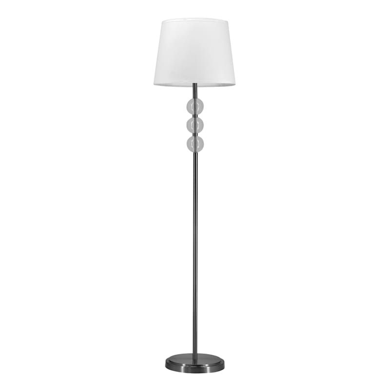 Laila Ali Silver Metal Floor Lamp With Glass Globes, 62" | At Home | The  Home Decor & Holiday Superstore For Silver Steel Floor Lamps (View 7 of 20)