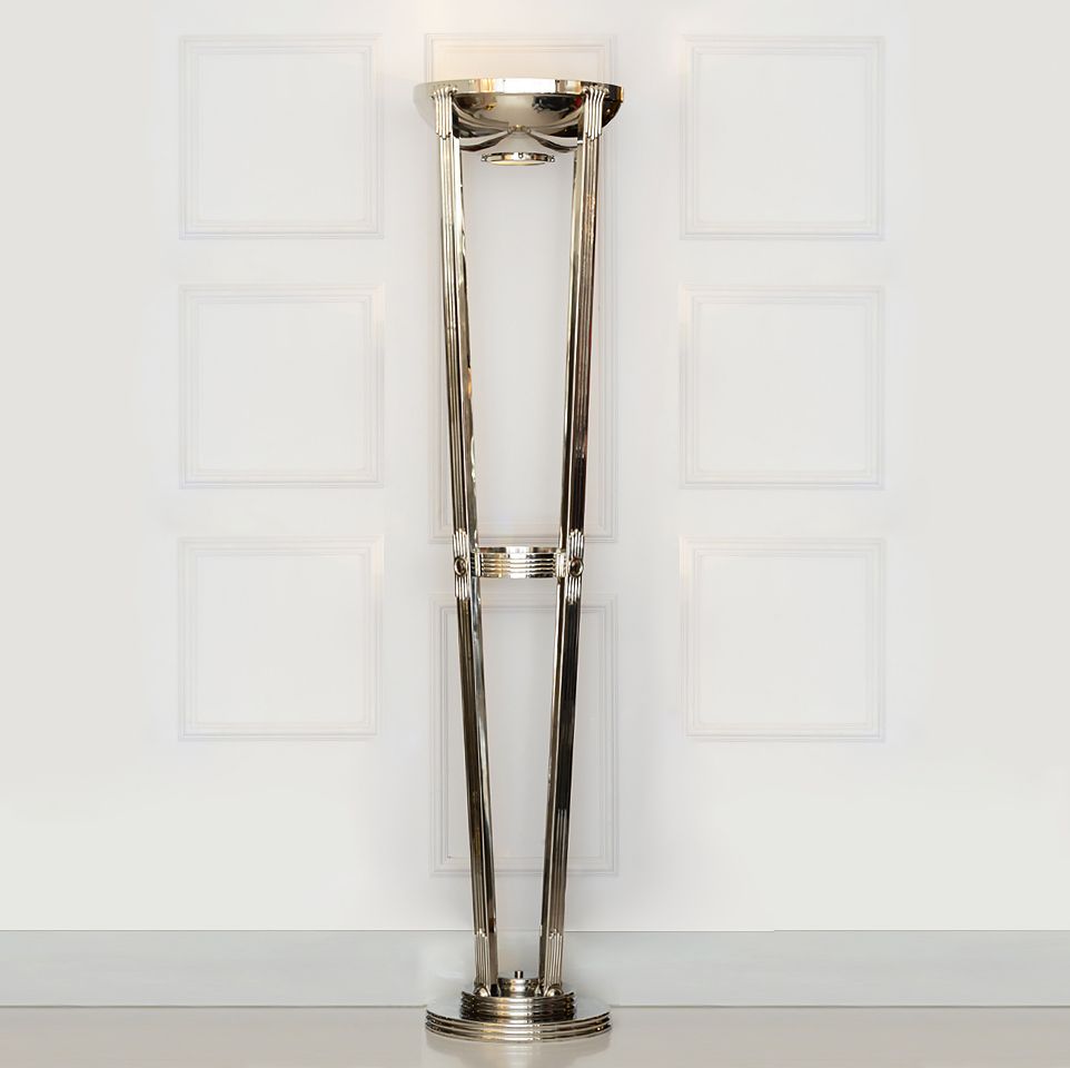 Large Art Deco Polished Nickel Floor Lamp – Juliettes Interiors Within Brushed Nickel Floor Lamps (Gallery 20 of 20)