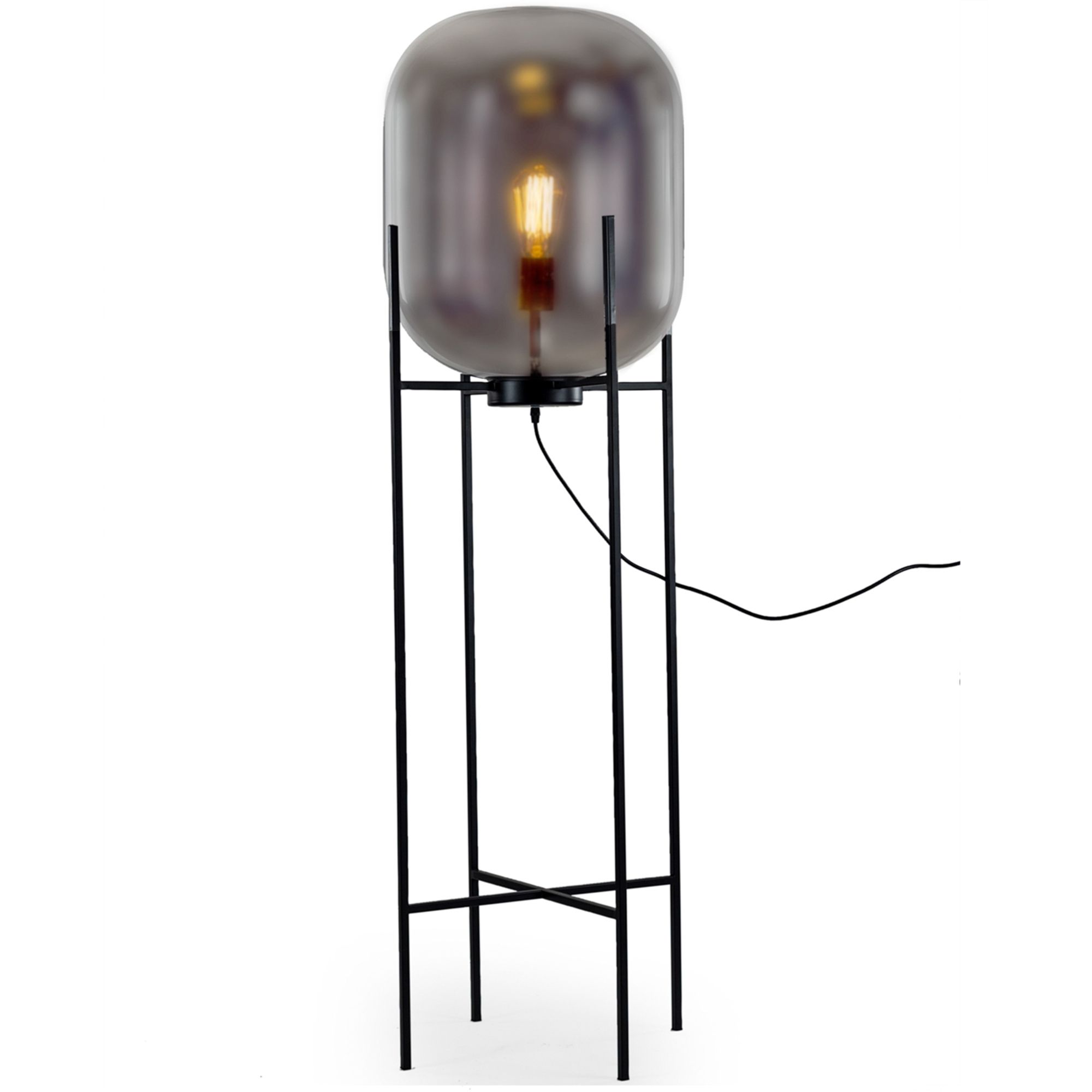 Large Smoked Glass Edison Floor Lamp | Online Floorstanding Lamps In Smoke Glass Floor Lamps (View 2 of 20)