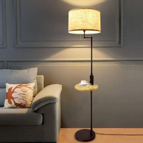 Led Fabric Floor Lamp Usb Charging Port Energy Saving Standing Light With  Table | Ebay With Floor Lamps With Usb Charge (View 17 of 20)