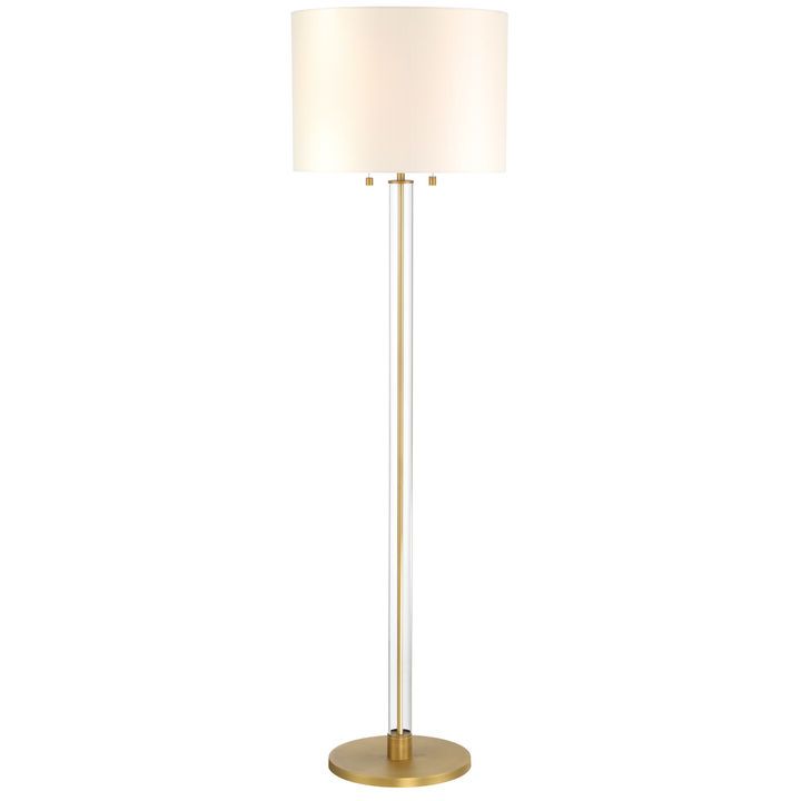 Lights | Lamps | Floor Lamps | Laurel Glass Cylinder Floor Lamp, Satin  Brass In Brass Floor Lamps (View 5 of 20)