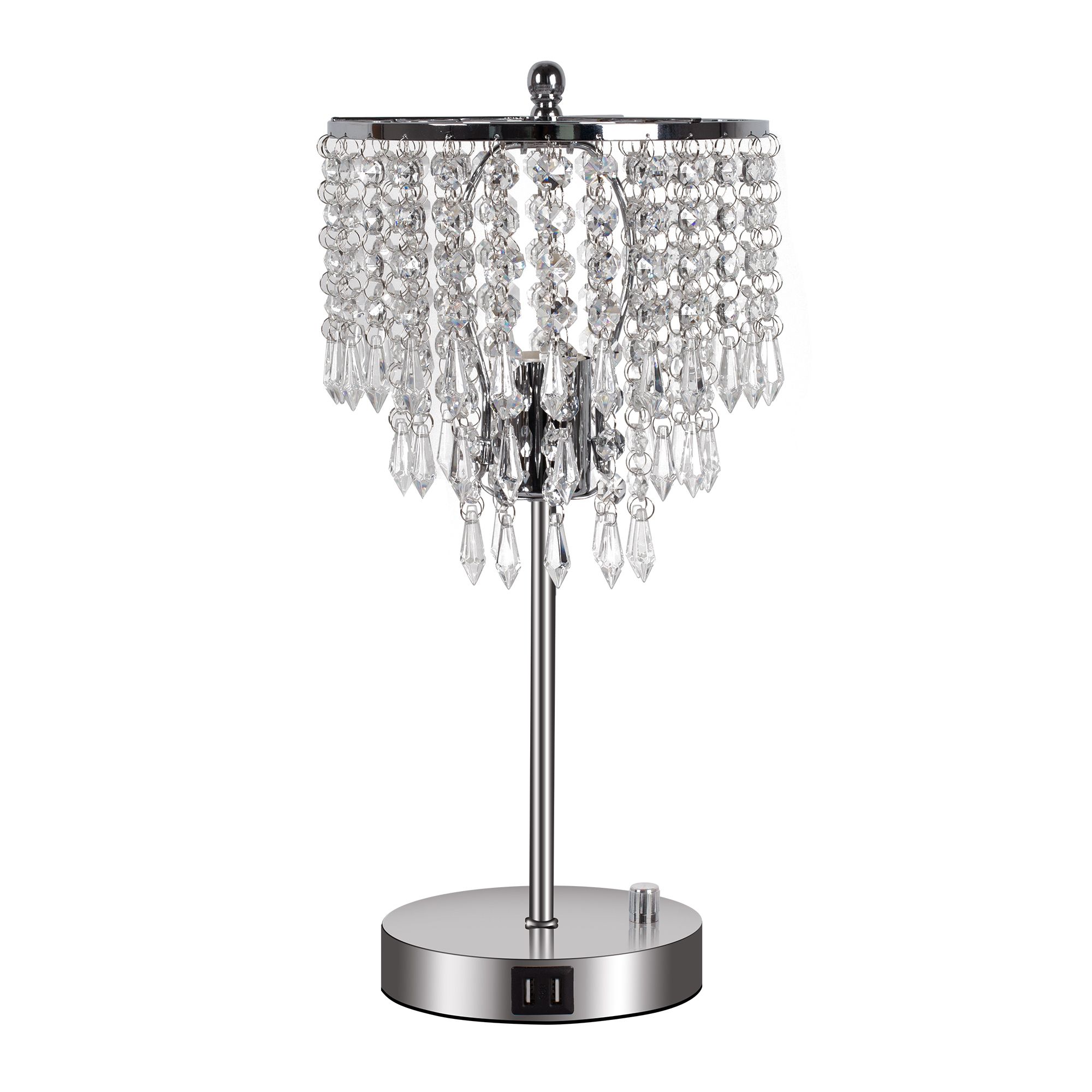 Lohas Dual Usb Port Crystal Table Lamp,k9 Crystal Beads Desk Lamp With  Dimming Button,great For Bedroom Living Room – Walmart Inside Crystal Bead Chandelier Floor Lamps (View 11 of 20)
