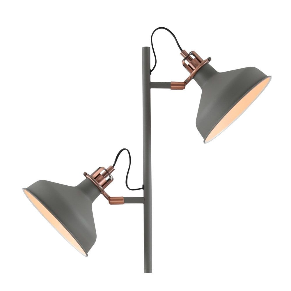Lumiere Modbury Twin Adjustable Floor Lamp In Textured Grey & Copper –  Fitting & Style From Dusk Lighting Uk With Grey Textured Floor Lamps (View 4 of 20)