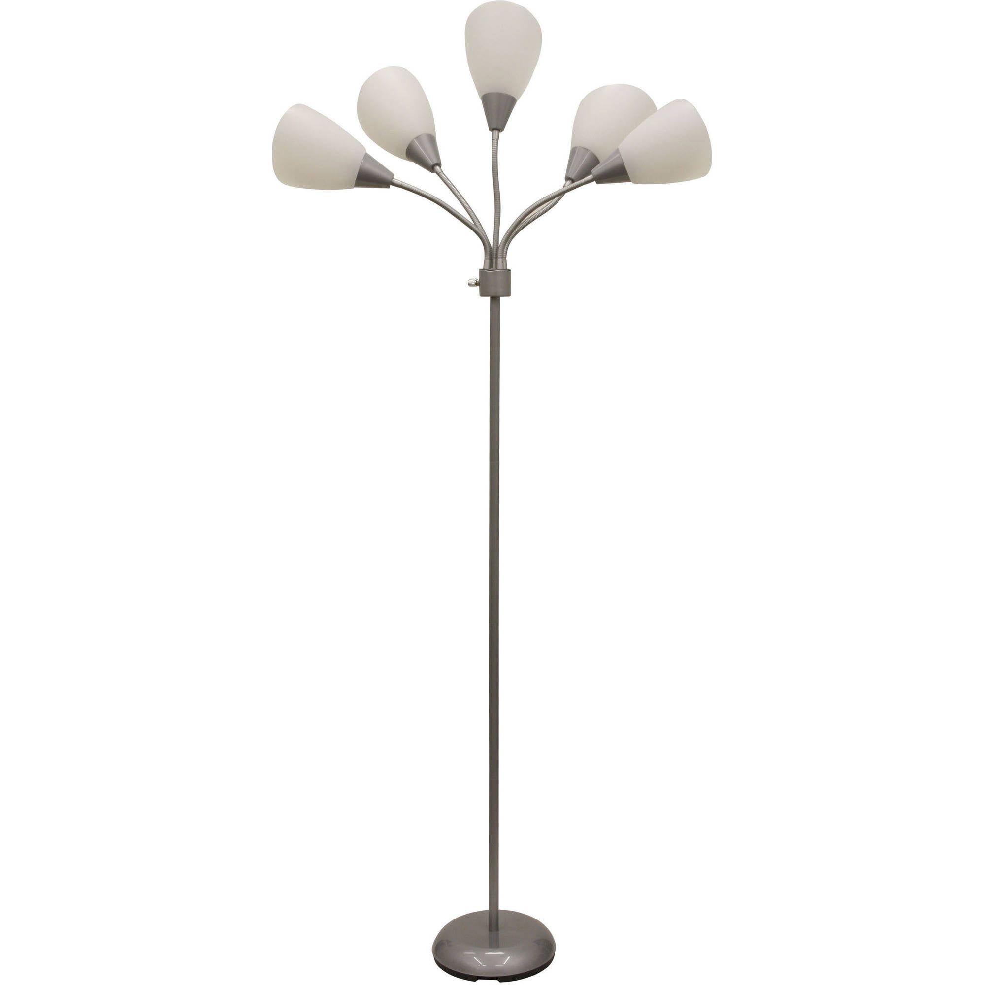 Mainstays 5 Light Multihead Floor Lamp, Silver With White Shade And A Metal  Base – Walmart With Regard To 5 Light Floor Lamps (View 1 of 20)
