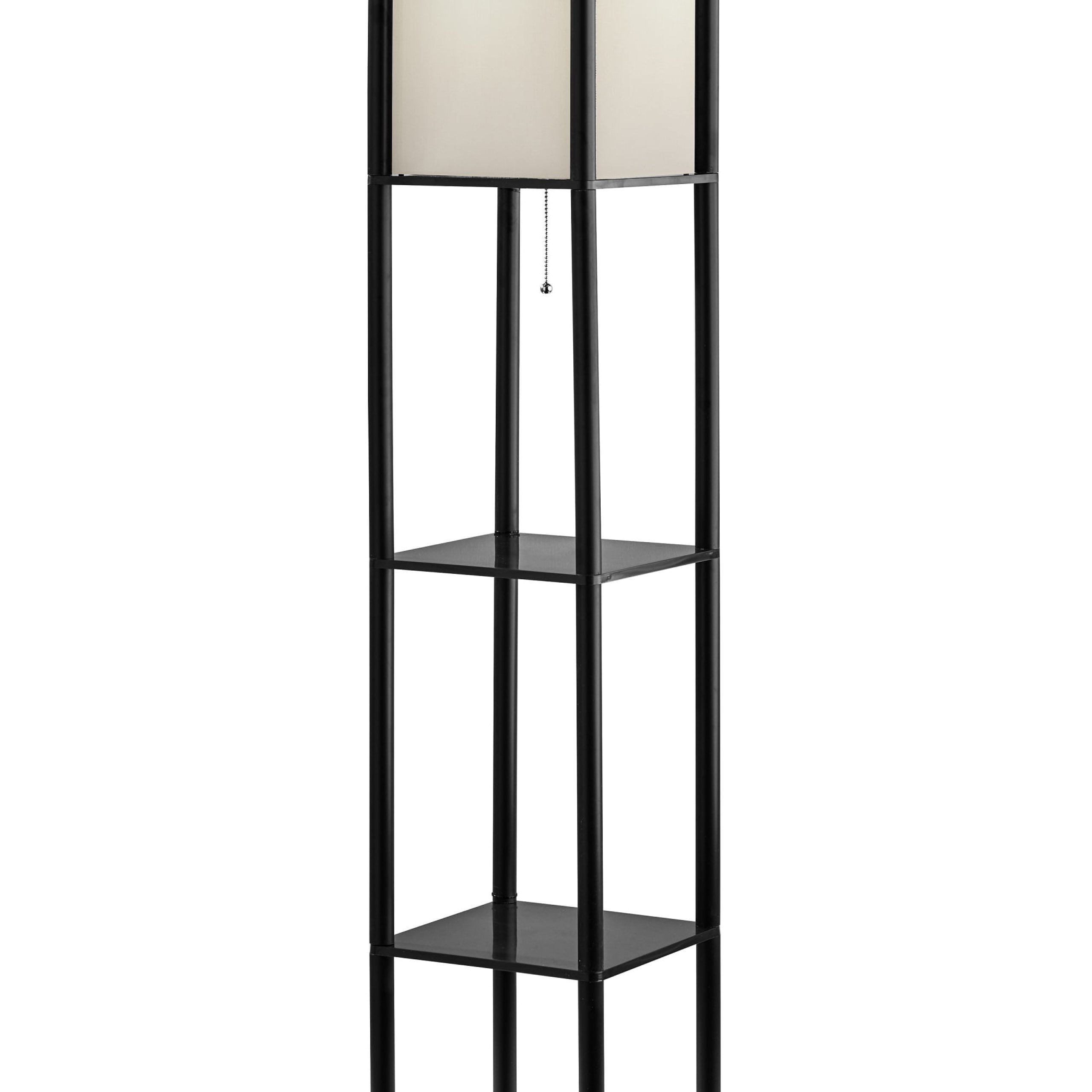 Mainstays 62 Inch Tall Shelf Floor Lamp, Black With White Fabric Shade –  Walmart With 62 Inch Floor Lamps (View 3 of 20)