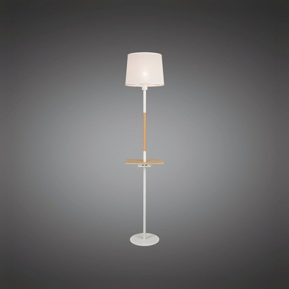 Mantra M5465 Nordica Ii Floor Lamp Usb Socket White Beech White Shade Throughout Floor Lamps With Usb (View 6 of 20)