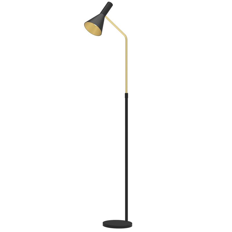 Matt Black And Satin Brass Floor Lamp With Cone Shade – R&s Robertson Within Cone Floor Lamps (View 2 of 20)