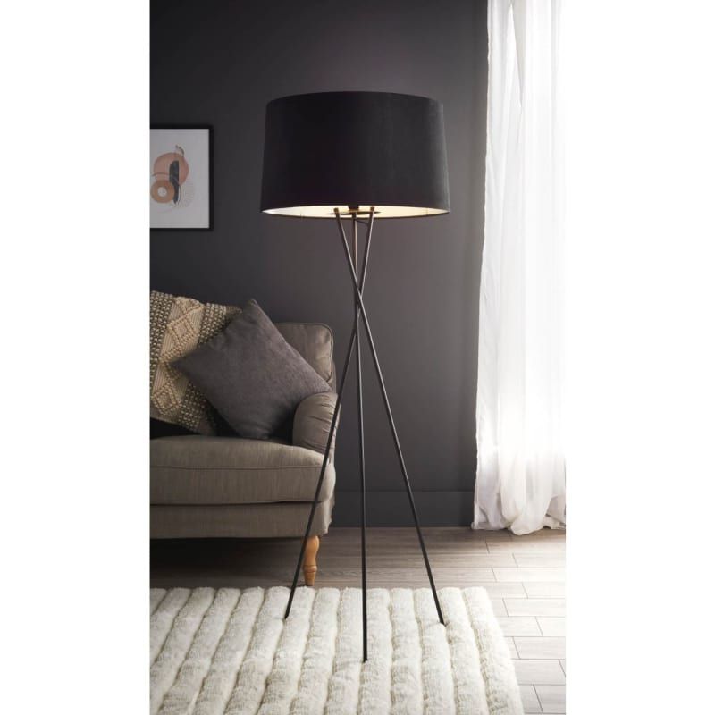 Matte Black And Black Tripod Floor Lamp | Lighting | Lamps – B&m With Matte Black Floor Lamps (View 13 of 20)