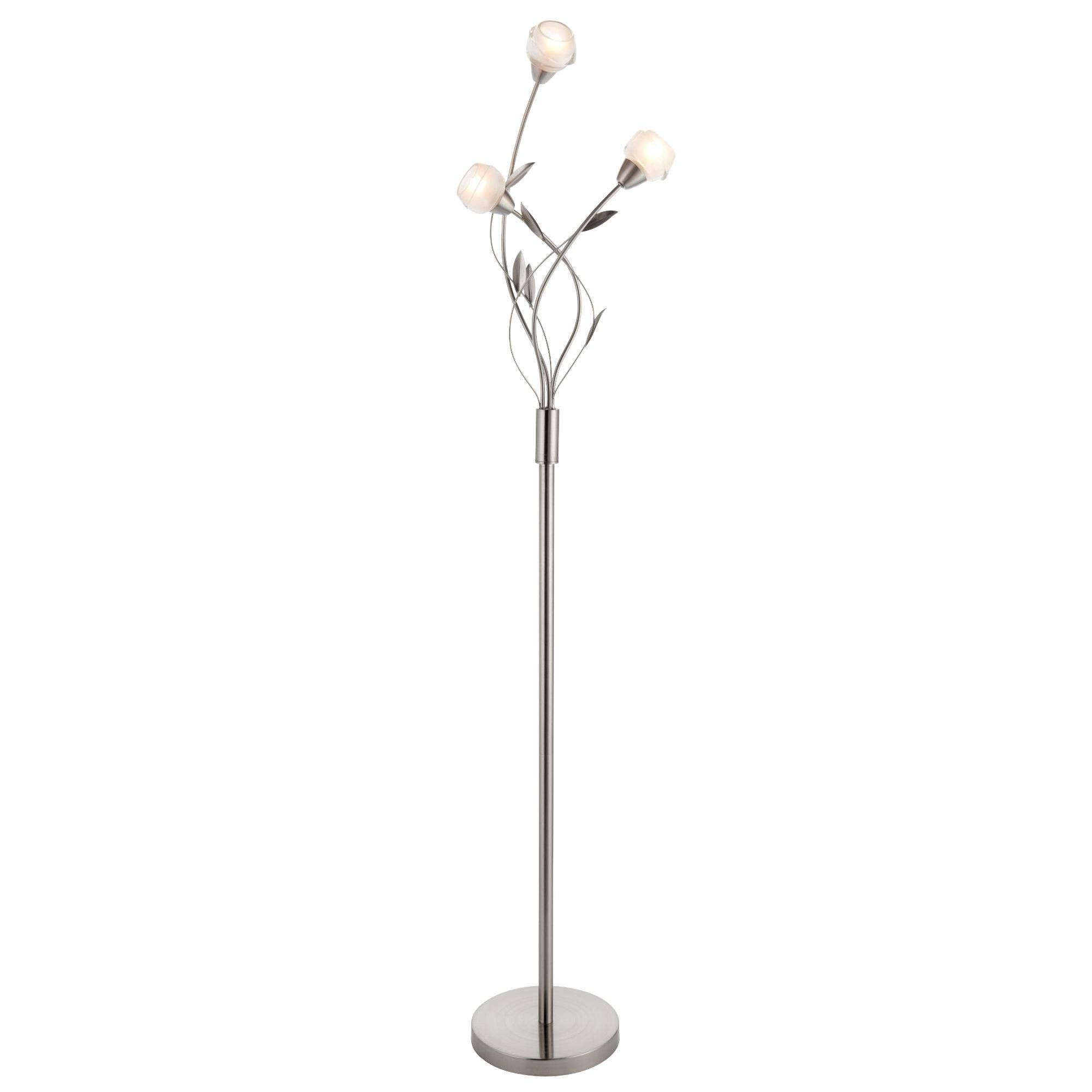 Maywood 3 Light Satin Nickel 165cm Floor Lamp With Glass Shades | Pagazzi  Lighting For Glass Satin Nickel Floor Lamps (View 8 of 20)