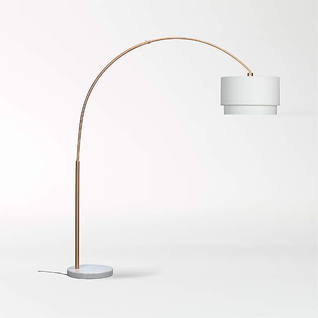 Meryl Arc Brass Corner Floor Lamp With White Shade + Reviews | Crate &  Barrel Pertaining To White Shade Floor Lamps (View 12 of 20)