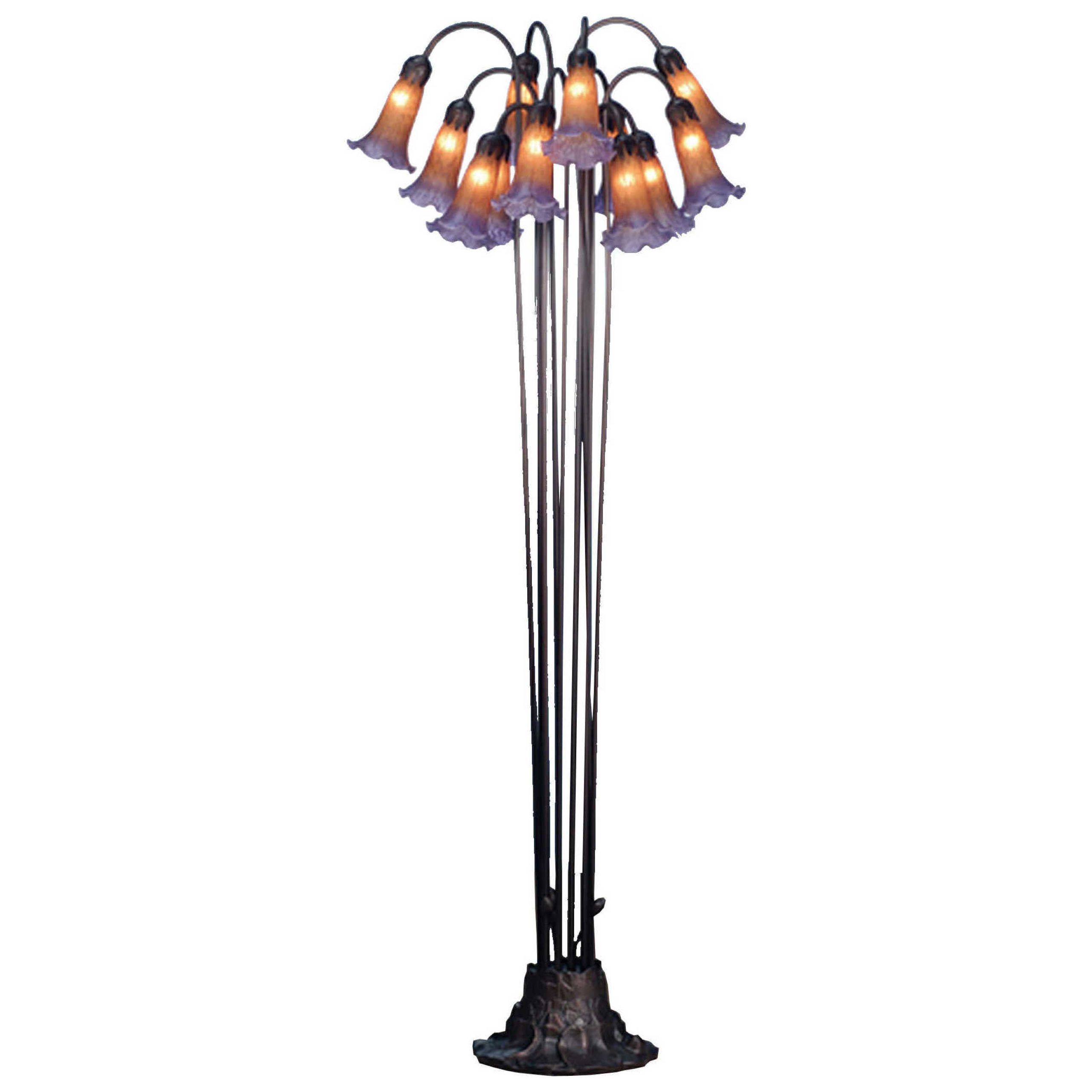 Meyda Pond Lily Amber & Purple Floor Lamp | My15946 Regarding Purple Floor Lamps (View 12 of 20)