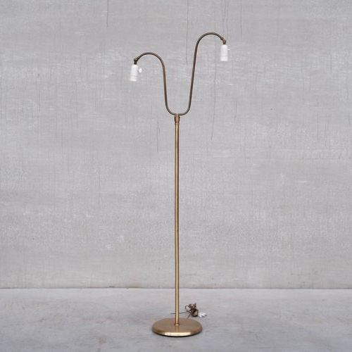 Mid Century Danish Brass 2 Arm Adjustable Floor Lamp, 1950s For Sale At  Pamono Within 2 Arm Floor Lamps (View 18 of 20)