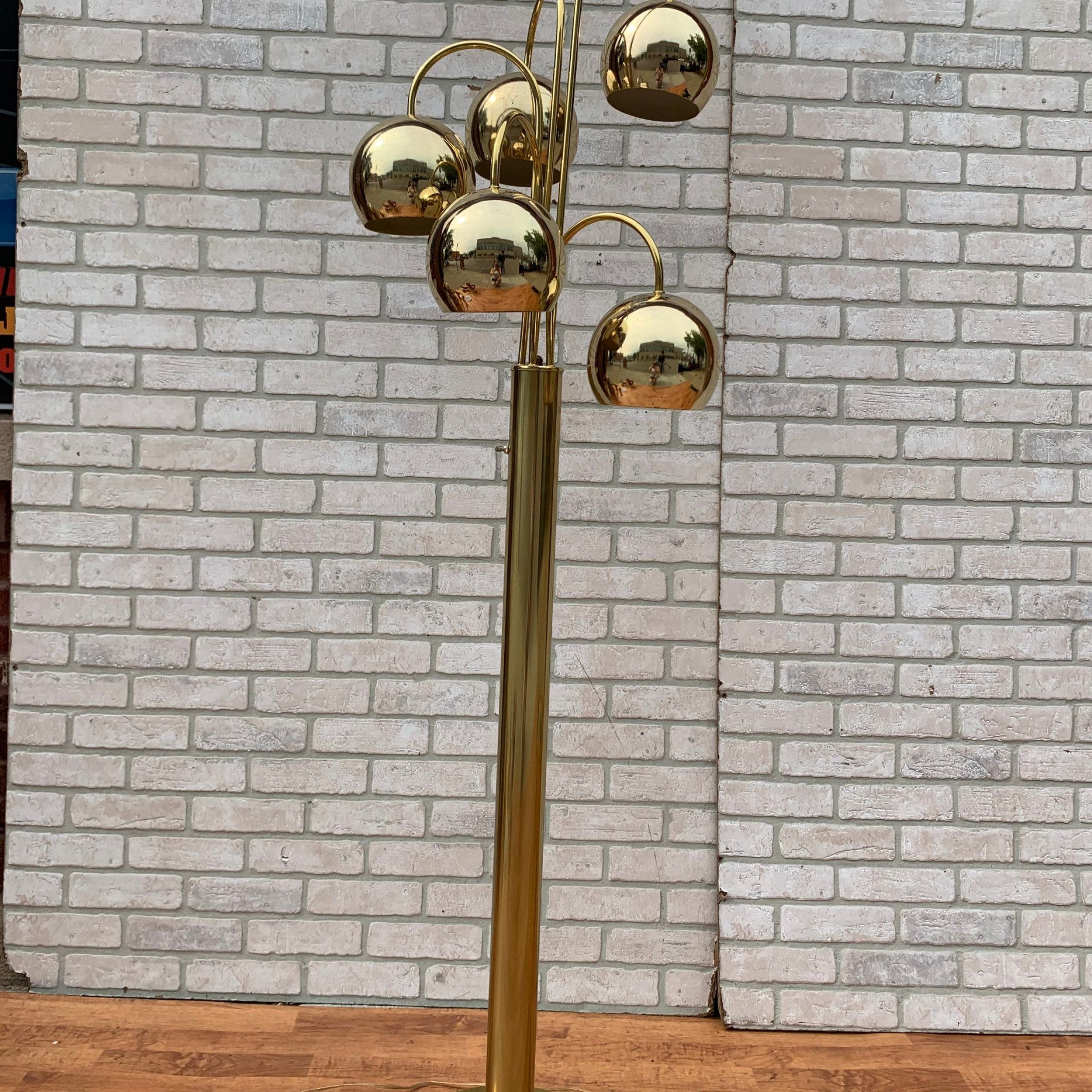 Mid Century Modern Gold 5 Light Orb Floor Lamp – Etsy Italia For Mid Century Floor Lamps (View 3 of 20)