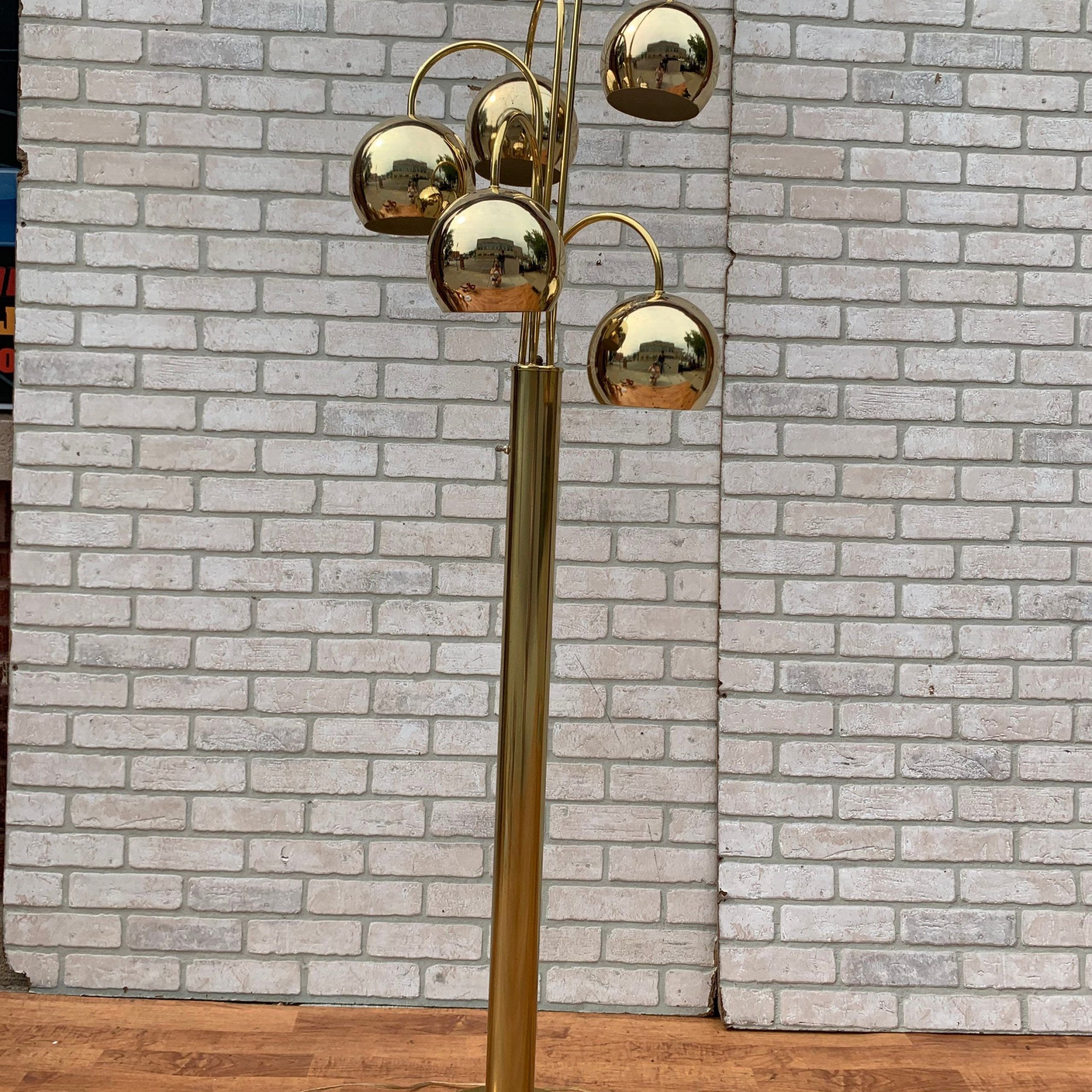 Mid Century Modern Gold 5 Light Orb Floor Lamp – Etsy Italia Regarding Gold Floor Lamps (View 1 of 20)