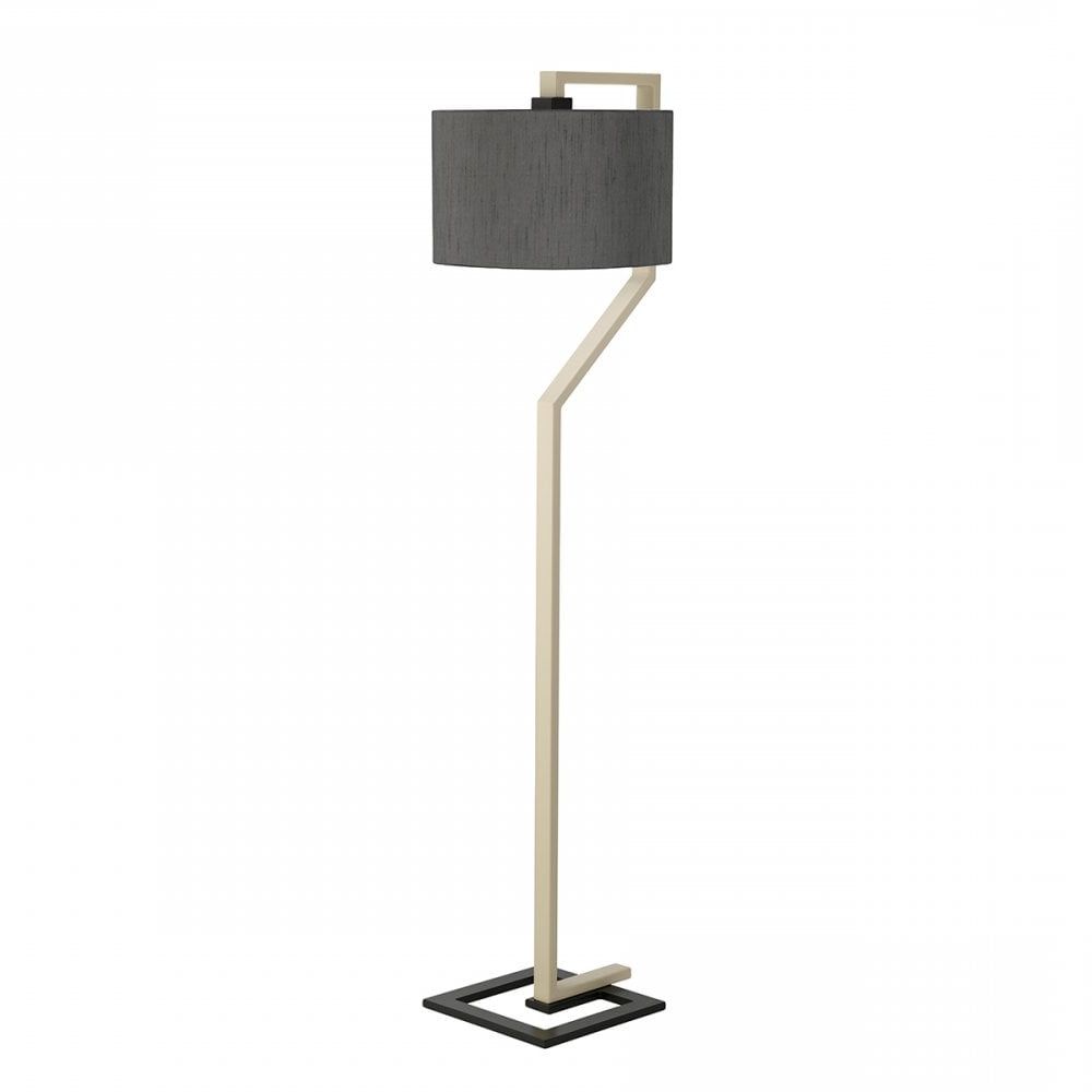 Modern Cream And Grey Floor Standing Lamp Dark Grey Faux Silk Shade Inside Charcoal Grey Floor Lamps (View 2 of 20)