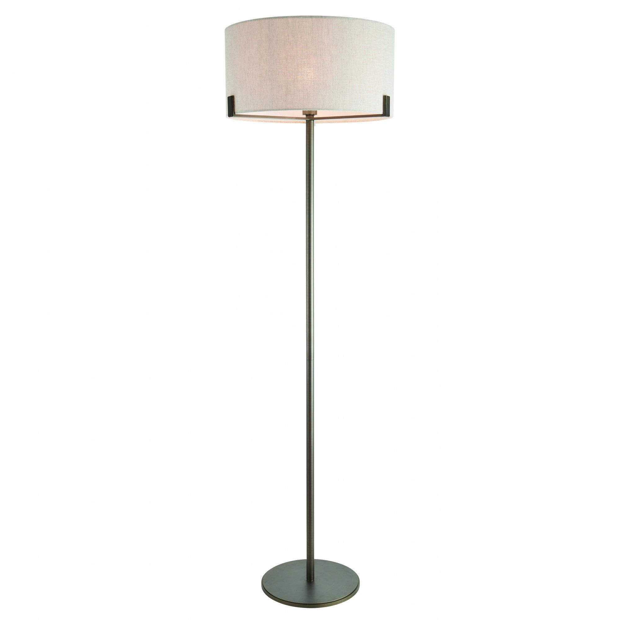 Modern Floor Lamp In A Brushed Bronze Effect With Linen Shade Inside Textured Linen Floor Lamps (View 14 of 20)