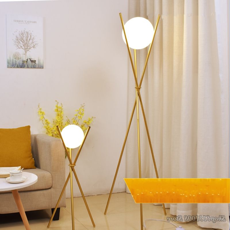 Modern Glass Ball Gold Floor Lamp Home Decor Tripod Standing Lamps Metal  Stand Lights For Living Room Bedroom Light Fixtures – Floor Lamps –  Aliexpress For Gold Floor Lamps (View 14 of 20)