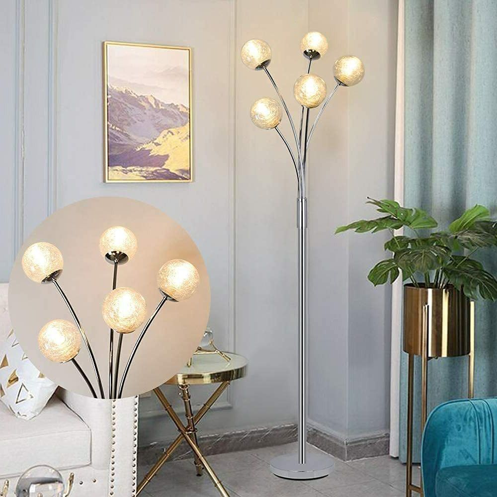 Modern Globe Led Floor Lamps 5 Light Tall Pole Tree Standing Lamp For  Bedroom | Ebay In 5 Light Floor Lamps (View 16 of 20)