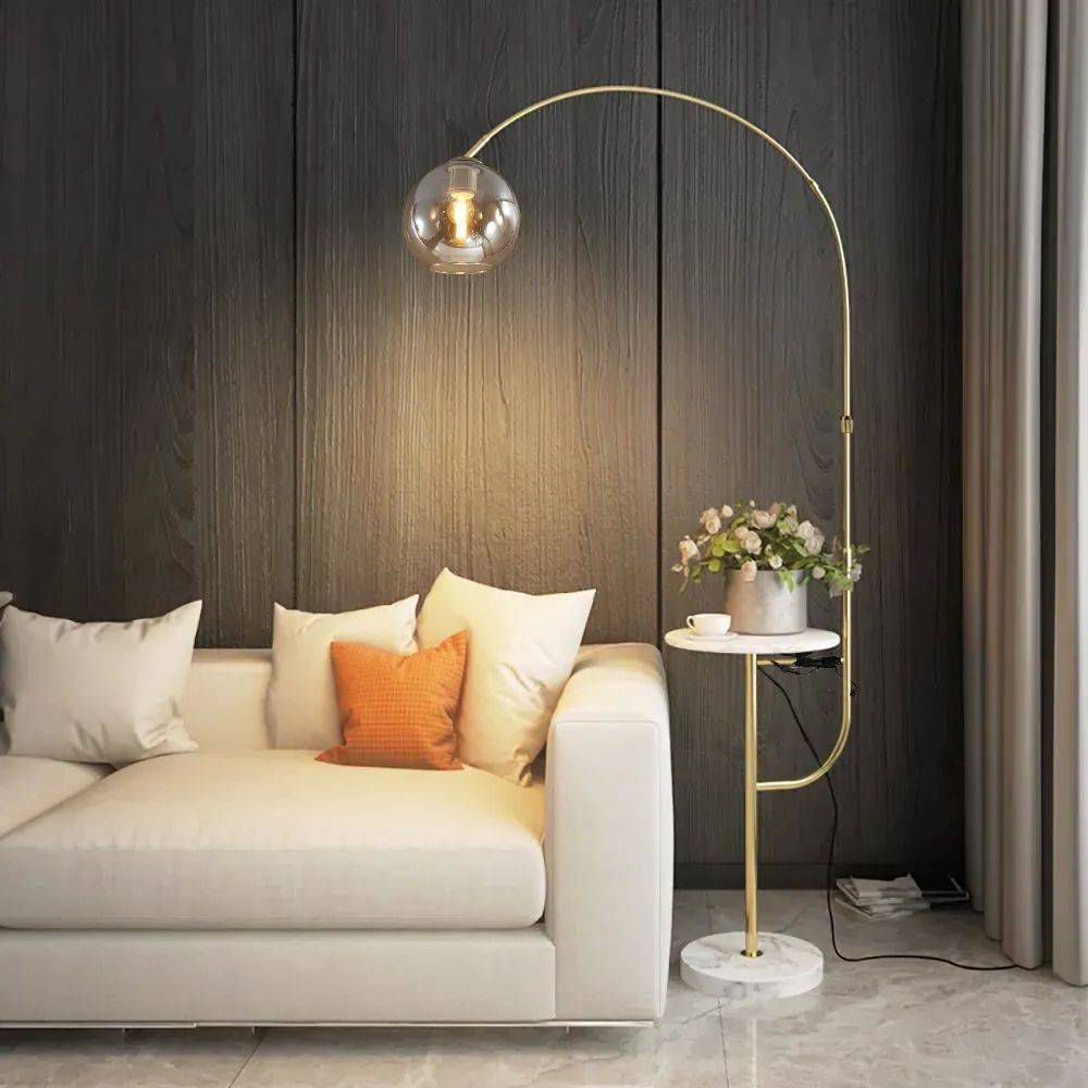Modern Gold Arc Floor Lamp For Living Room With Shelf & Wireless Charger &  Usb Homary For Arc Floor Lamps (Gallery 19 of 20)