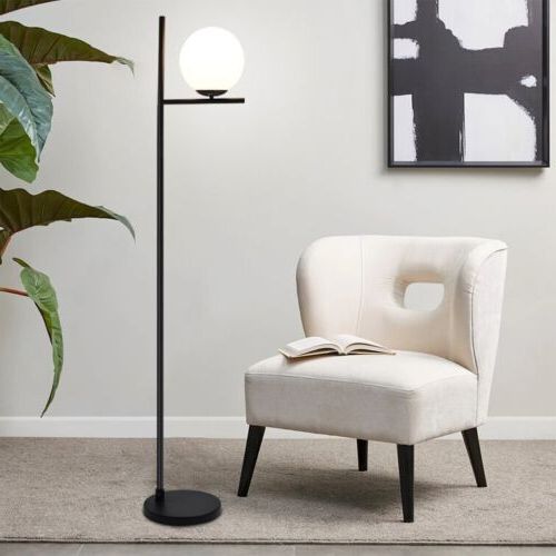 Modern Led Sphere Floor Lamp Glass Globe Standing Lamps Tall Pole Lighting  Black | Ebay With Sphere Floor Lamps (View 18 of 20)