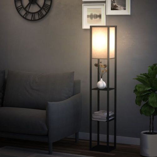 Modern Shelf Floor Lamp Soft Light 3 Tier Open Shelves Storage Display,  Black 5056029835432 | Ebay Pertaining To 3 Tier Floor Lamps (View 1 of 20)