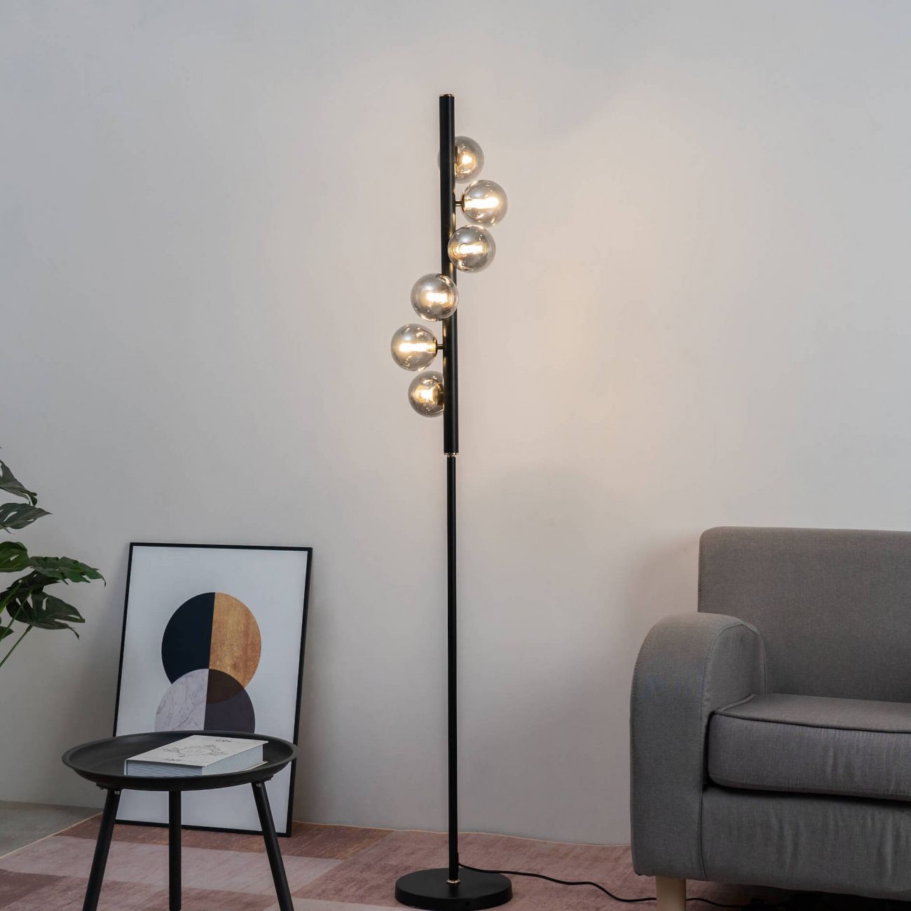 Modern Table Light 6 Smoked Glasses – Nizzalo Throughout Smoke Glass Floor Lamps (View 6 of 20)