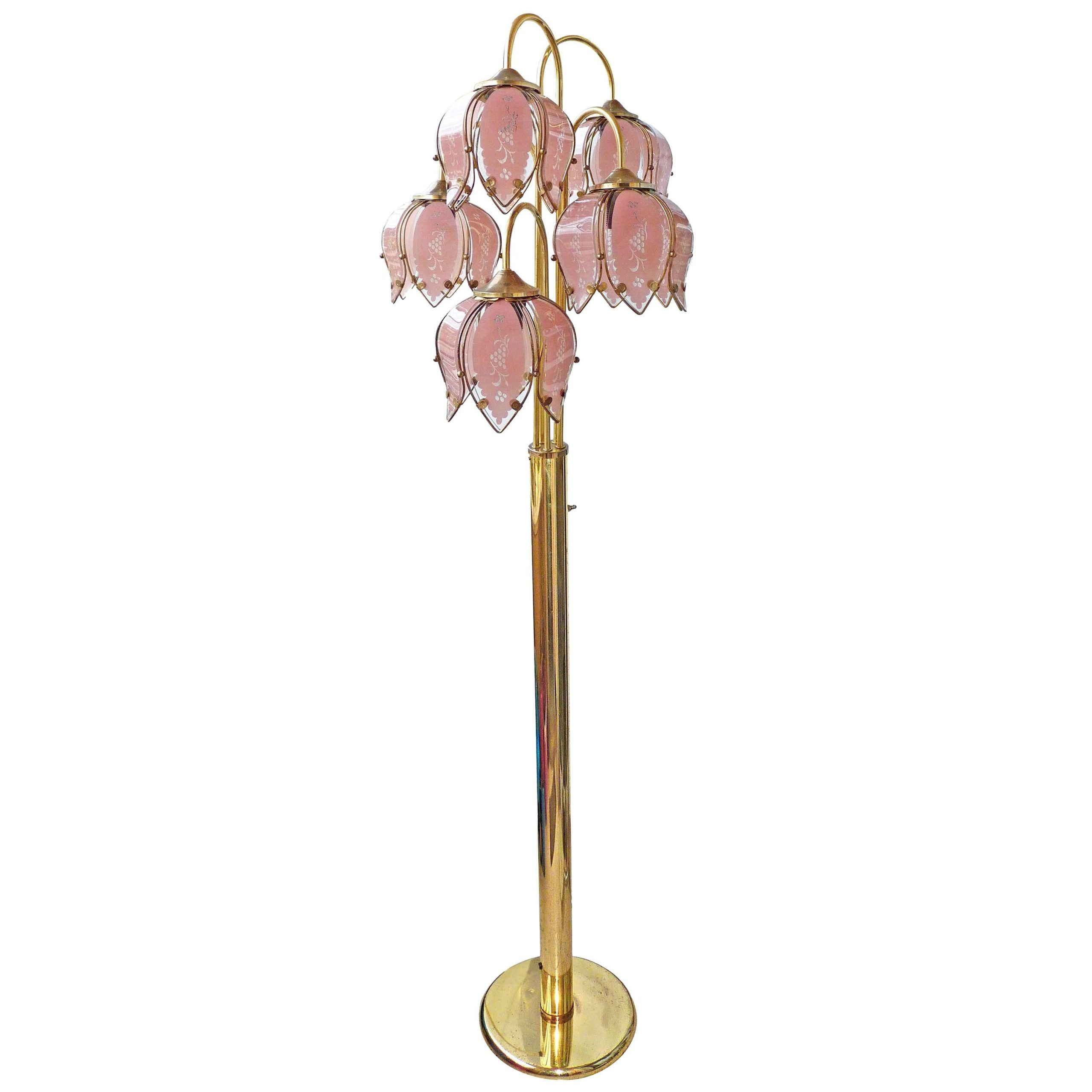 Modernist Hollywood Regency Tree Floor Lamp W Murano Pink Glass Flower  Bouquet For Sale At 1stdibs | Flower Floor Lamp, Vintage Flower Lamp,  Hollywood Regency Art Deco Tulip Lamp Intended For Flower Floor Lamps (View 2 of 20)
