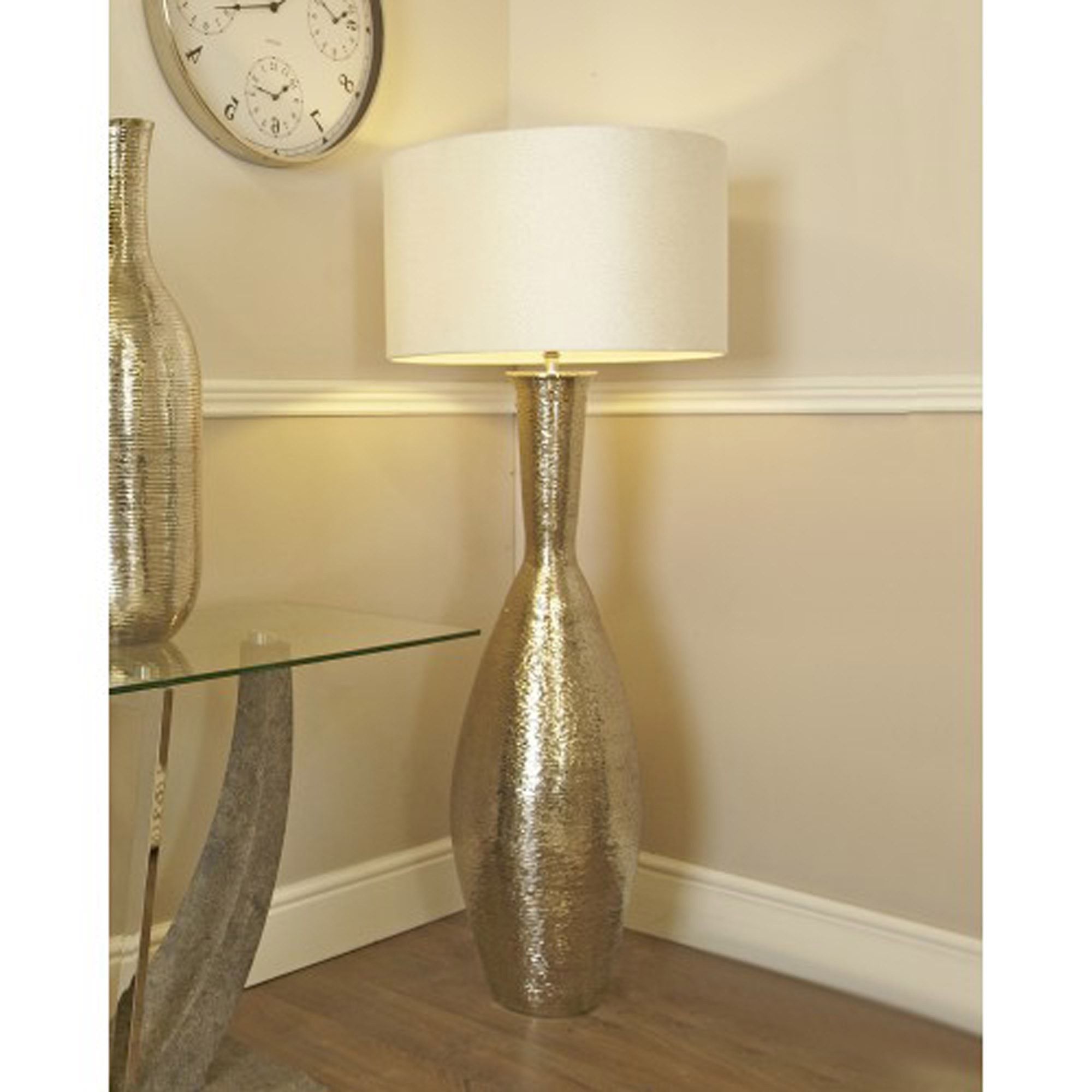 Nickel Elongated Amphora Floor Lamp & White Linen Shade | Floor Lamps With Textured Linen Floor Lamps (View 18 of 20)