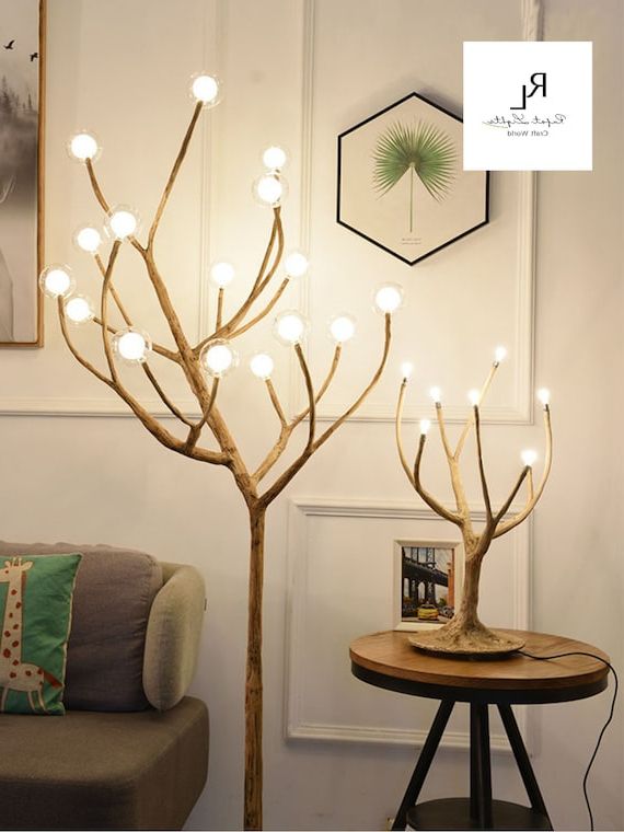 Nordic Rustic Tree Branch Floor Lamp Table Hanging Chandelier – Etsy  Australia For Tree Floor Lamps (View 17 of 20)