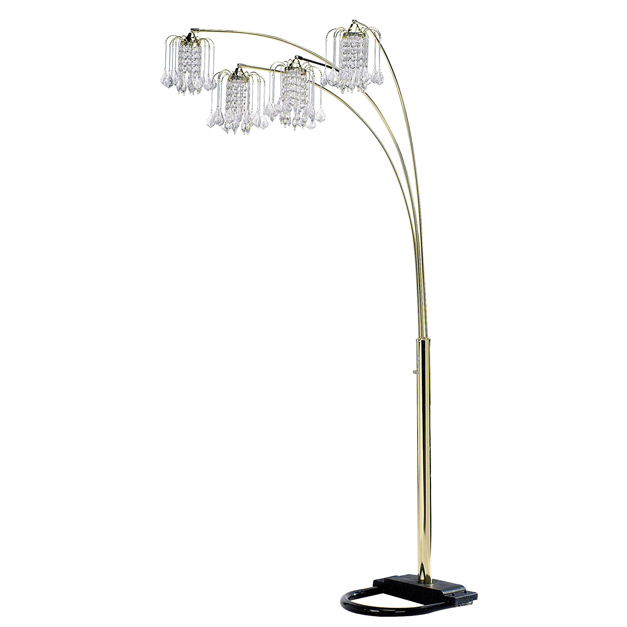 Ore International 84" Tall Metal Floor Lamp With Brass Finish, Crystal  Chandelier Design – Walmart In Chandelier Style Floor Lamps (View 3 of 20)
