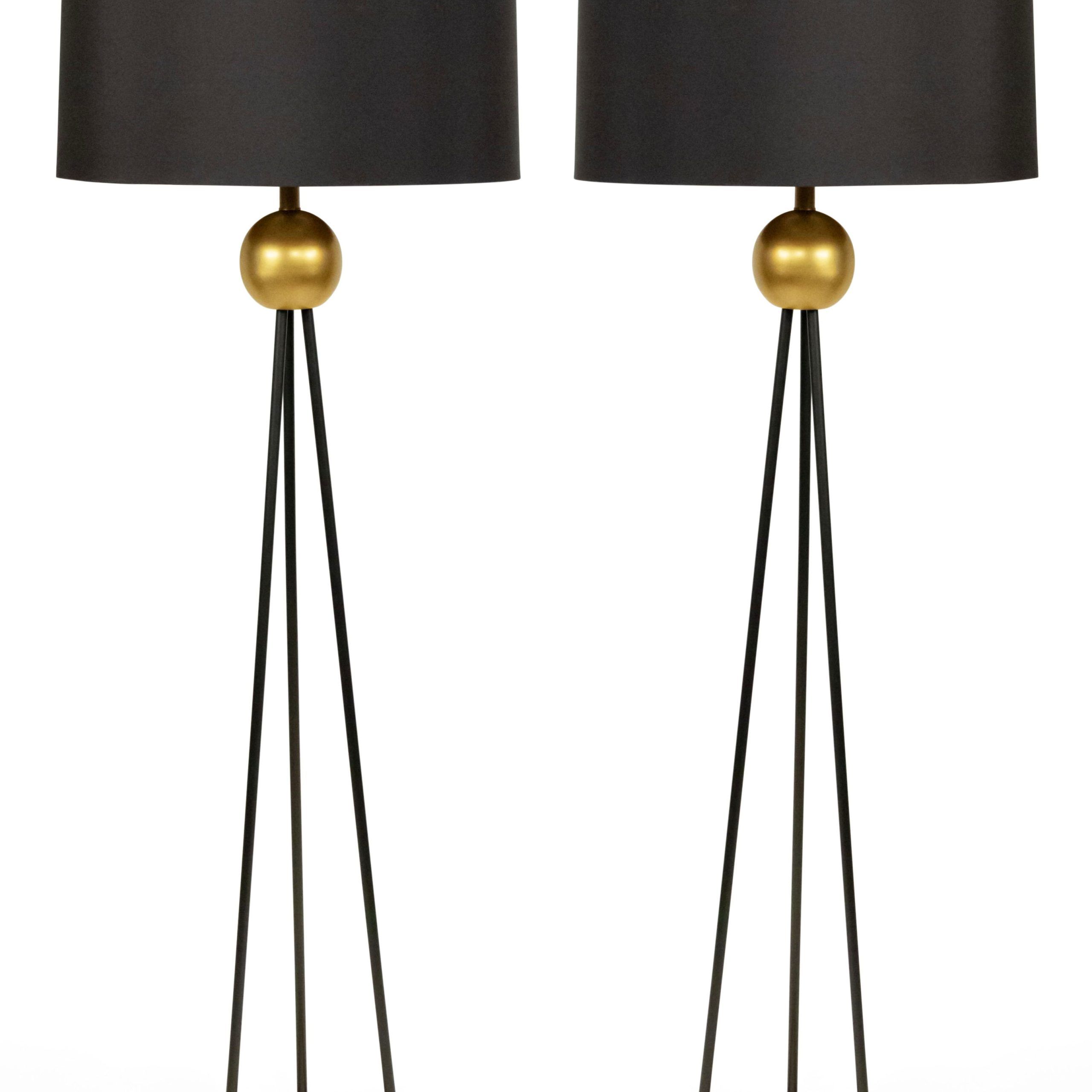 Pair Contemporary Black And Gold Metal Floor Lamps 1 With Regard To Black Metal Floor Lamps (View 12 of 20)