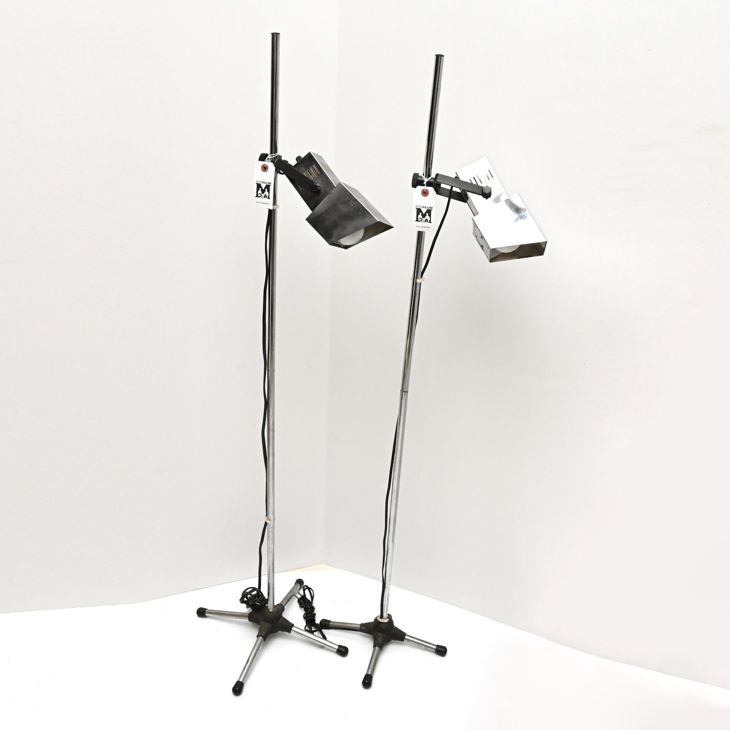 Pair Mid Century Adjustable Chrome Floor Lamps | Millea Brothers With Regard To Chrome Floor Lamps (View 14 of 20)
