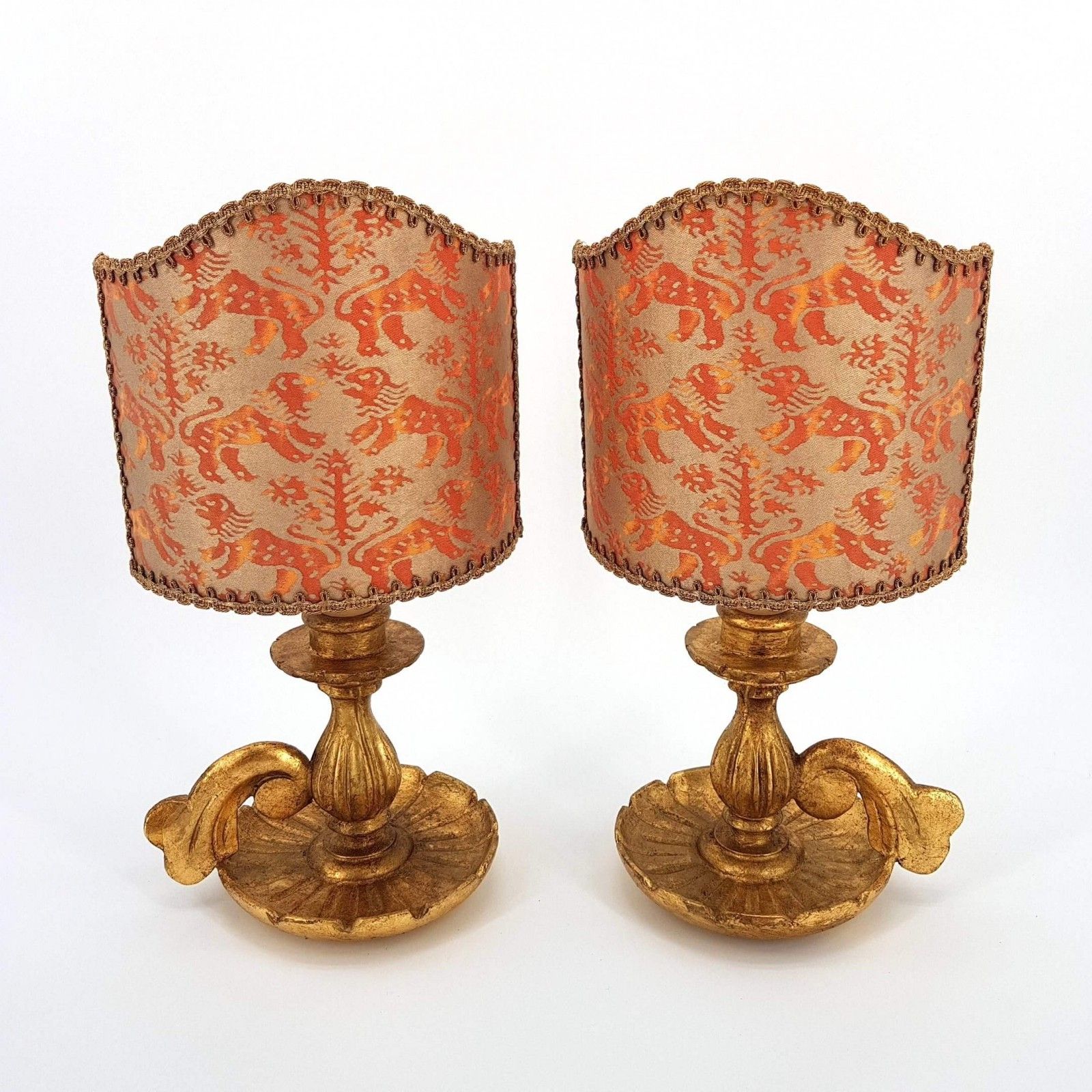 Pair Of Antique Italian Gilt Carved Wood Candlestick Table Lamps With Regard To Carved Pattern Floor Lamps (View 14 of 20)