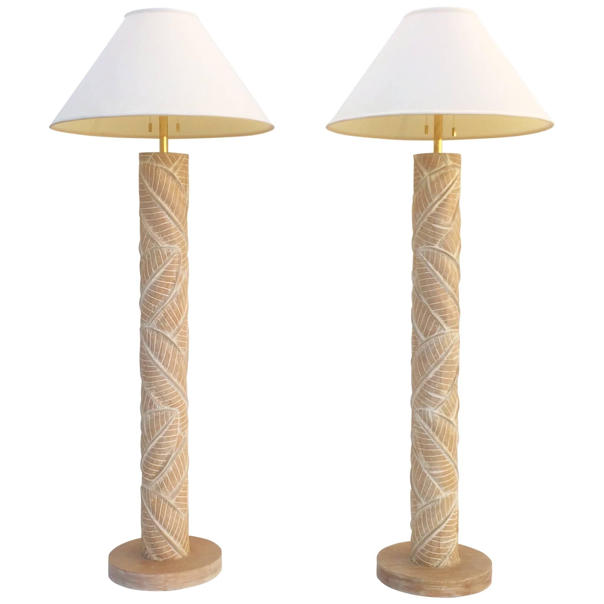 Pair Of Carved Wood Floor Lamps For Sale At 1stdibs In Carved Pattern Floor Lamps (View 3 of 20)