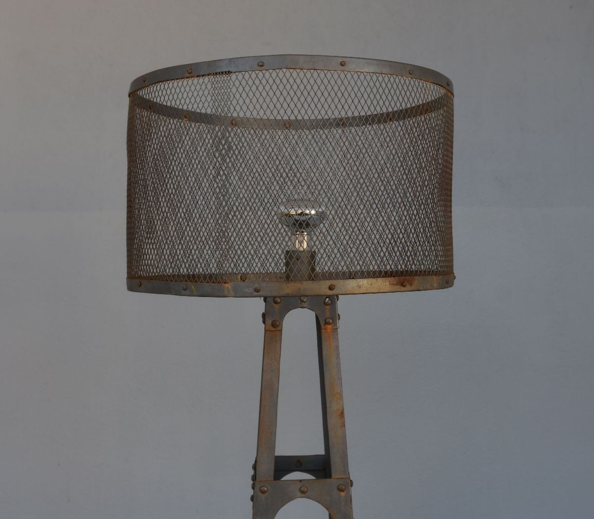 Pair Of Vintage Industrial Style Metal Floor Lamps – Floor Lamps | Antikeo Pertaining To Silver Metal Floor Lamps (View 4 of 20)