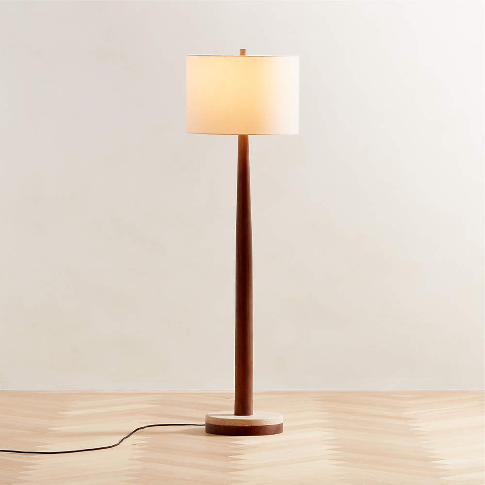 Palo Verde Travertine And Walnut Wood Floor Lamp | Cb2 With Regard To Walnut Floor Lamps (View 10 of 20)