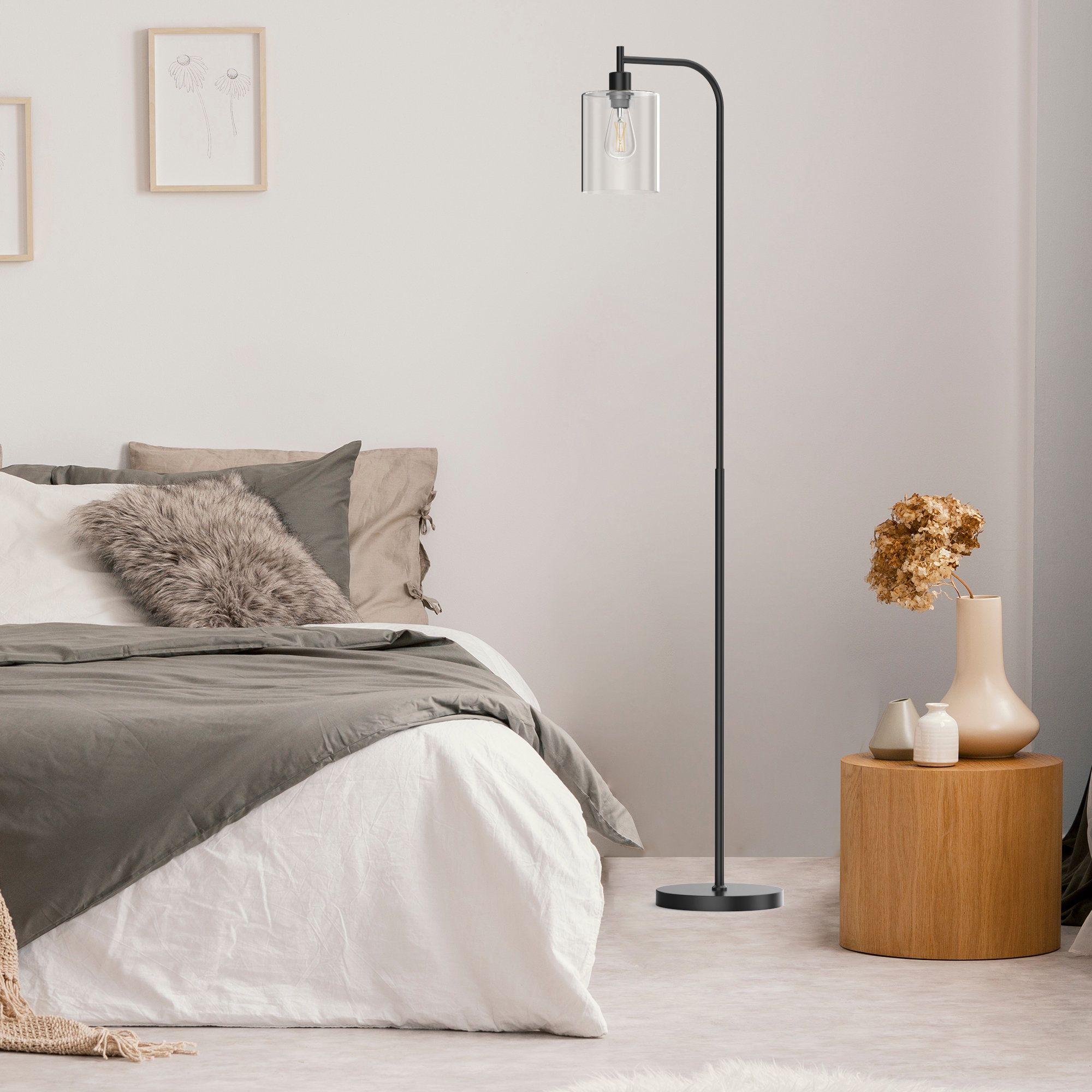 Pazzo Modern Standing Tall Industrial Arched/arc Floor Lamp With Glass  Shade And 2 Bulbs Included & Reviews | Wayfair For Industrial Floor Lamps (View 14 of 20)