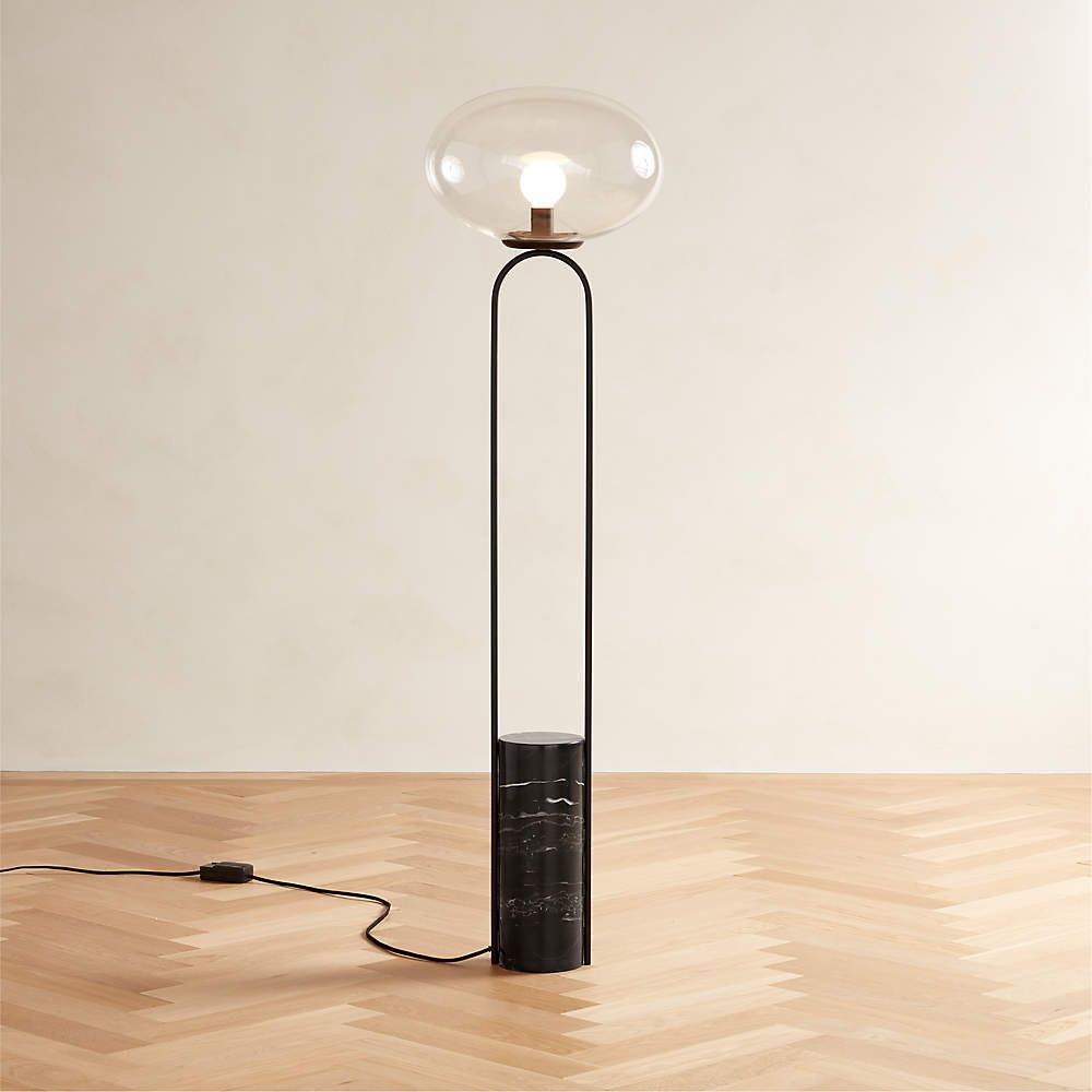 Polo Modern Black Marble Floor Lamp | Cb2 With Black Floor Lamps (View 17 of 20)