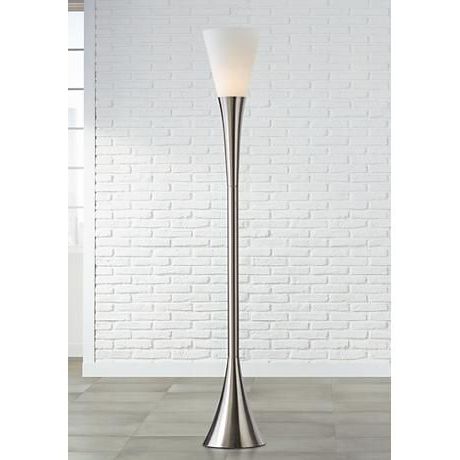 Possini Euro Piazza Brushed Nickel Torchiere Floor Lamp – #5y584 | Lamps  Plus | Nickel Floor Lamp, Torchiere Floor Lamp, Modern Floor Lamps Inside Brushed Nickel Floor Lamps (View 16 of 20)