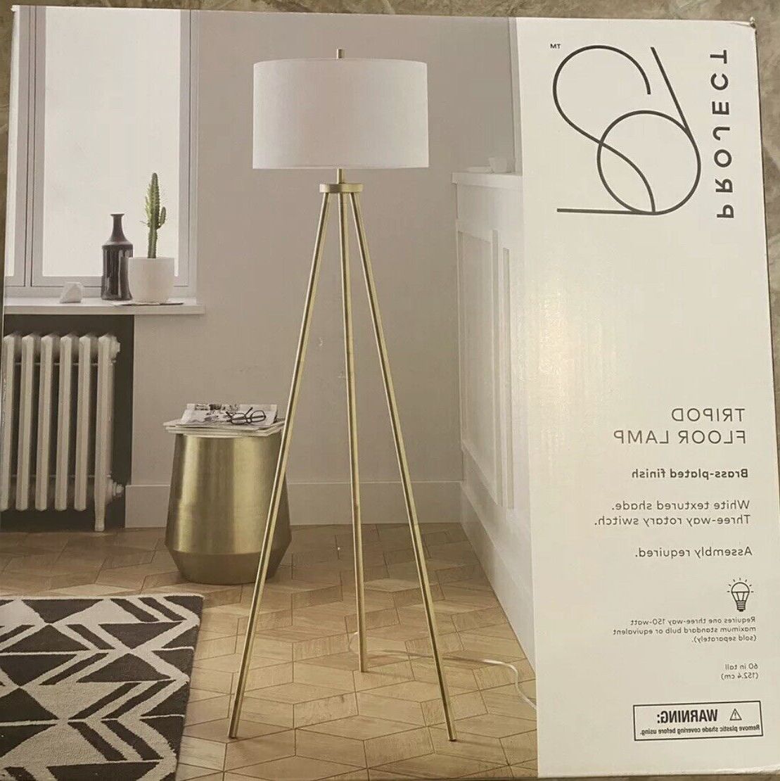 Project 62 Tripod Floor Lamp 🆕distressed Box🆕 | Ebay With Regard To Beeswax Finish Floor Lamps (View 12 of 20)